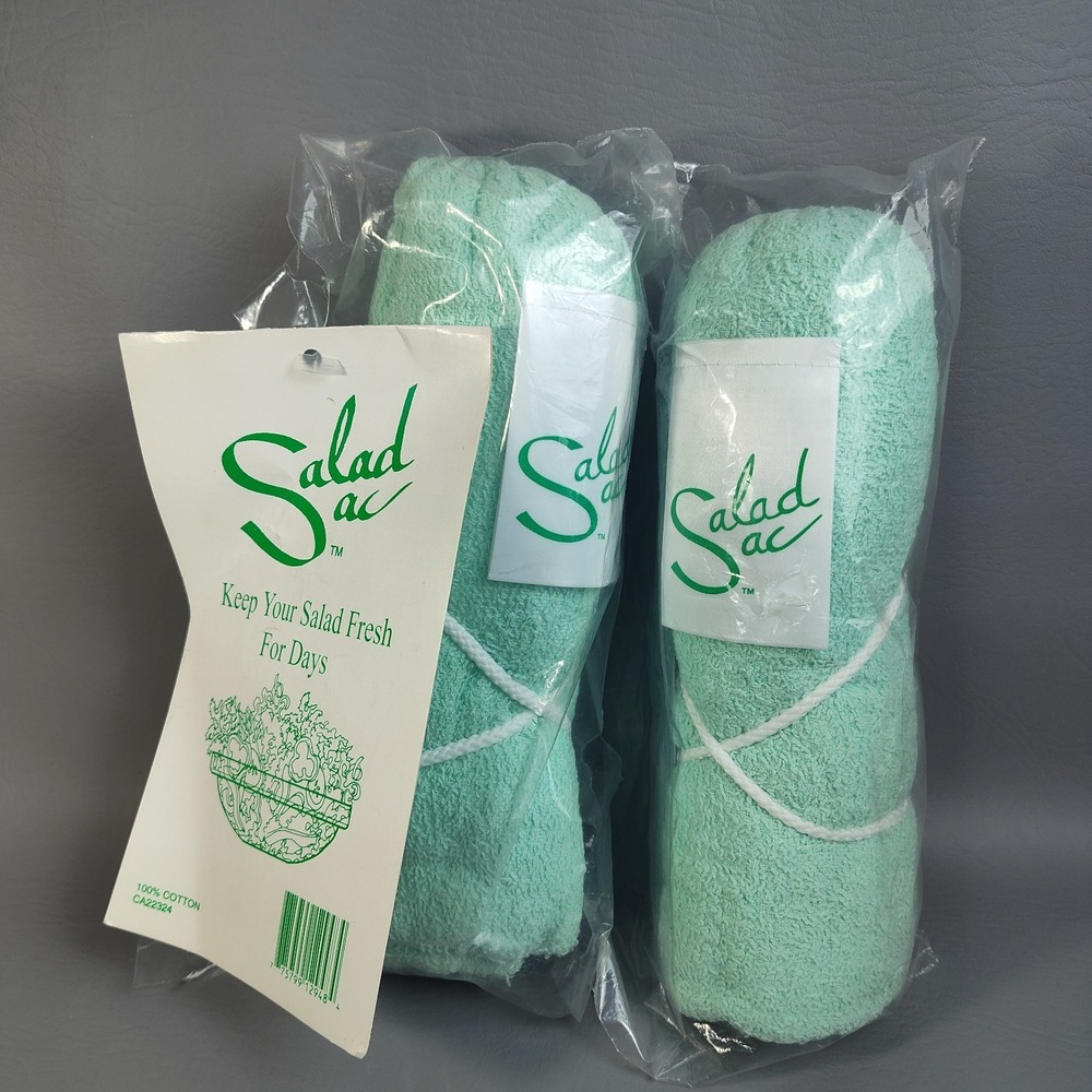 Salad Sac Vegetable Saver Bag Green Towel Lettuce Sack x2 100% Cotton SEALED NEW